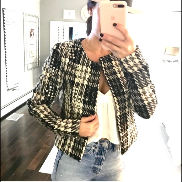 Gestuz Jackets & Blazers - Gestuz x Intermix white black studded crop jacket
